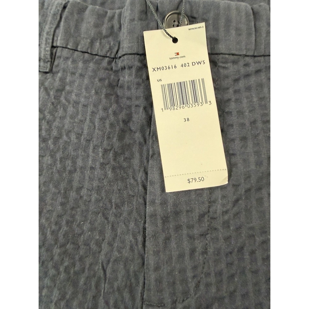 Tommy Hilfiger Men's Seersucker Flat Front ShortsSize 38 Navy Blue Resortwear - Picture 2 of 7